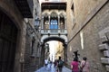 BARCELONA-JULY 22: Carrer del Bisbe Irurita in the Gothic Quarter on July 22, 2012 in Barcelona. Catalonia. Spain. Royalty Free Stock Photo