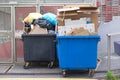 BARCELONA, JUNE 14: Overflowing trash container during a local garbage collection service strike in Barcelona.