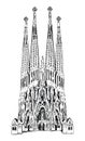 Barcelona label Sagrada Familia isolated on white background