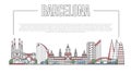 Barcelona landmark panorama in linear style