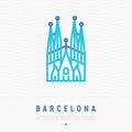 Barcelona landmark thin line icon