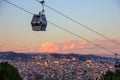 Barcelona panoramic view, Spain. Cable car, Teleferic de Montjuic Royalty Free Stock Photo