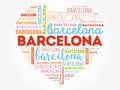 Barcelona love heart word cloud, travel concept background