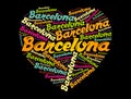 Barcelona love heart word cloud, travel concept