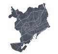 Barcelona map. Detailed map of Barcelona city poster with streets. Dark vector