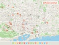 Barcelona Map and Navigation Icons.