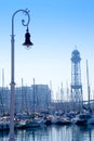 Barcelona marina port with teleferic tower Royalty Free Stock Photo