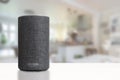 BARCELONA - OCTOBER 2018: Amazon Echo Smart Home Alexa Voice Service in a living room