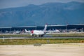 BARCELONA, OCTOBER 2017: Plane taking off in Barcelona airport