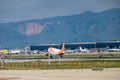 BARCELONA, OCTOBER 2017: Plane taking off in Barcelona airport