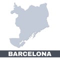 Barcelona outline map. Vector map of Barcelona city area borders with shadow