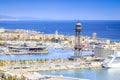 Barcelona panorama with Port Vell in Barcelona, Spain