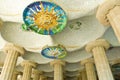 Barcelona Park Guell, built by Gaudi, mosaic at hundred columns Charmbre, Barcelona, Spain Royalty Free Stock Photo