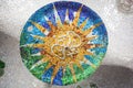 Barcelona Park Guell of Gaudi mosaic in the Hundred Columns Chamber Royalty Free Stock Photo