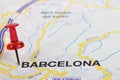 Barcelona pinned on a map of Spain Royalty Free Stock Photo