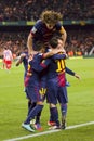 Barcelona players celebrating a goal Royalty Free Stock Photo