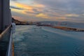 Barcelona Port, Cruise Boat, View from Balcony, Beautiful Sunset Scene, Travel Spain