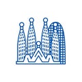 Barcelona,sagrada familia line icon concept. Barcelona,sagrada familia flat vector symbol, sign, outline illustration.