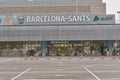 04.08.2023. Barcelona, Spain, Barcelona Sants Station from outside Royalty Free Stock Photo