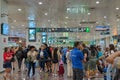 04.08.2023. Barcelona, Spain, Barcelona Sants train station main station of Barcelona full of people