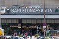 Barcelona Sants Train Station with tourists and Passengers, Spain