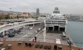 Barcelona seaport general view of port with ferry ships Royalty Free Stock Photo