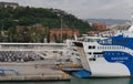 Barcelona seaport general view of port with ferry ships Royalty Free Stock Photo