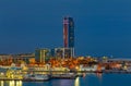 Barcelona. Seaport at night. Royalty Free Stock Photo