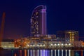 Barcelona. Seaport at night. Royalty Free Stock Photo