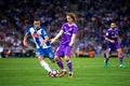 Luka Modric plays at the La Liga match between RCD Espanyol and Real Madrid CF