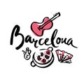 Barcelona sign and illustrations in hand drawn style Royalty Free Stock Photo