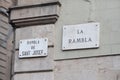 Barcelona, sign the rambla Royalty Free Stock Photo