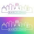 Barcelona skyline. Colorful linear style.