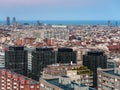 Barcelona skyline in evening gloaming Royalty Free Stock Photo