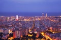 Barcelona skyline panorama at night Royalty Free Stock Photo