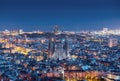 Barcelona skyline panorama at night Royalty Free Stock Photo