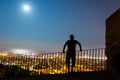 Barcelona skyline panorama at night from Turo Rovira, Catalonia, Spain Royalty Free Stock Photo