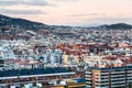Barcelona skyline in pink evening twilight Royalty Free Stock Photo