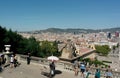 Barcelona skyline view.Sculptures