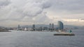 Barcelona skyline view from the sea