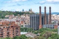 Barcelona, Spain. Aerial city view with Catalan Art Museum in ba Royalty Free Stock Photo