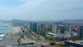 Aerial panoramic view of the promenade of Barcelona