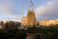 Barcelona, Spain - April 9,2018 : Aerial view of the Sagrada Familia, a large Roman Catholic church in Barcelona, Spain, designed Royalty Free Stock Photo