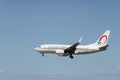 Royal Air Maroc Boeing 737-700 plane landing at Barcelona airport Royalty Free Stock Photo