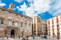 Barcelona, Spain - April 17, 2016: City Hall on Placa de Sant Jaume. The Palau Palace Generalitat