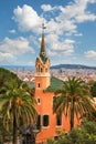 Barcelona, Spain - April 19, 2016: Famous Park Guell in Barcelona, Spain. The Gaudi House Museum. Royalty Free Stock Photo