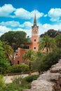 Barcelona, Spain - April 19, 2016: Famous Park Guell in Barcelona, Spain. The Gaudi House Museum. Royalty Free Stock Photo