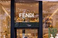 Barcelona, Spain-April 29, 2023.Fendi, Italian luxury fashion house producing leather goods, ready-to-wear, leather goods. Logo on