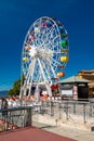BARCELONA, SPAIN - April, 2019: Ferris wheel in Tibidabo with panoramic view over Barcelona. It is located at free access area of