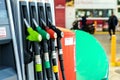 Barcelona, Spain - April 11, 2022. Hose detail for automotive fuel supply. Concept of fuel cost increase